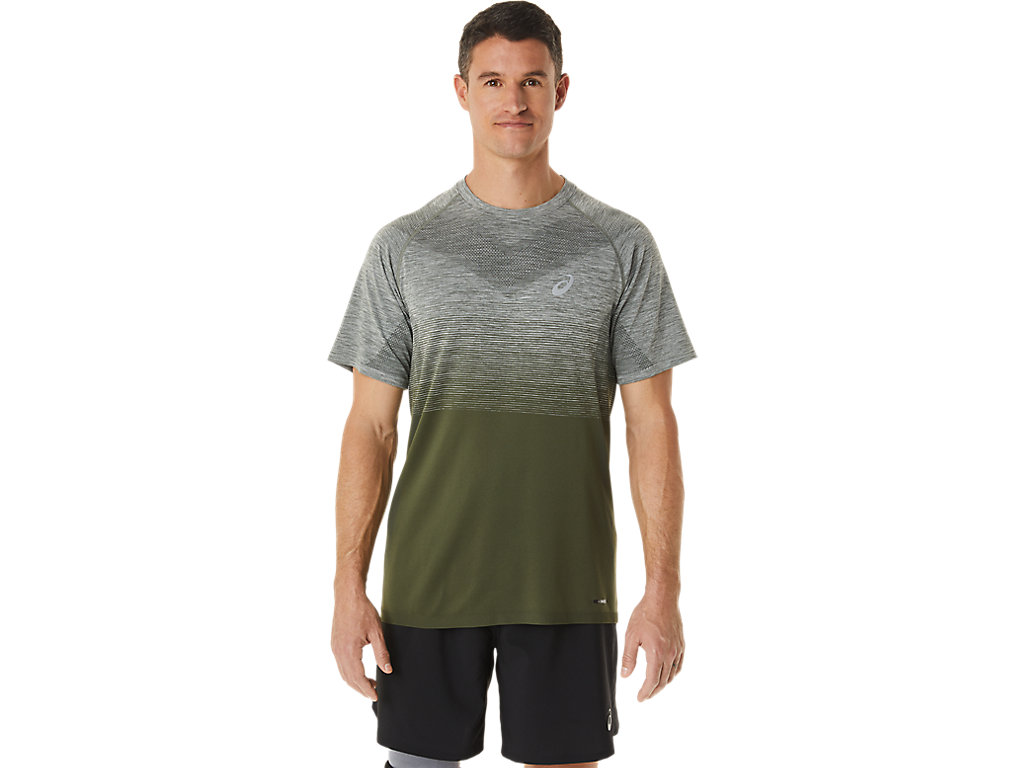 Men's Asics Seamless Sleeve T Shirts Green / Green | 9675-AUKXM