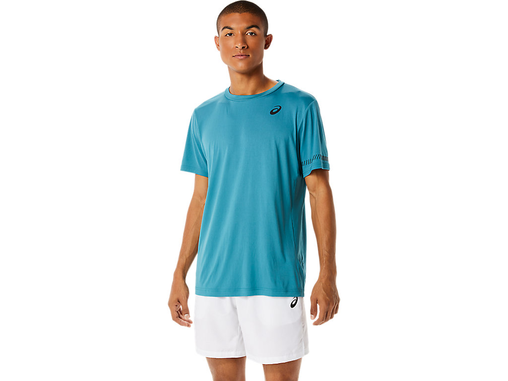 Men's Asics Short Sleeve Tee T Shirts Deep Green | 1875-BUERF