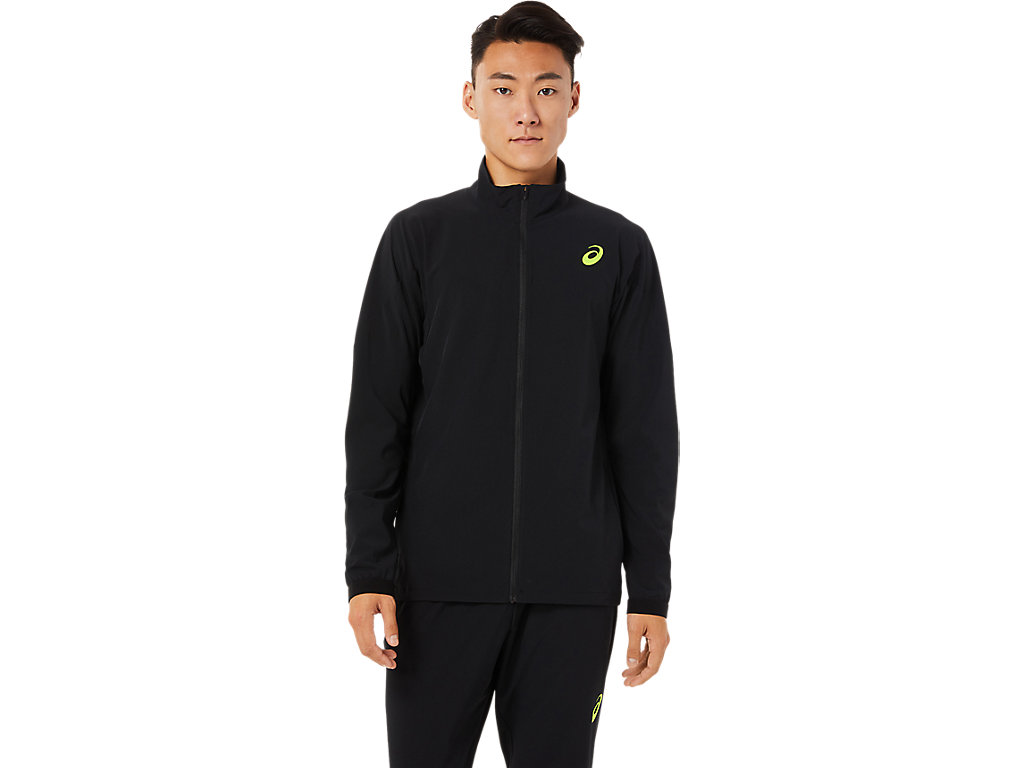 Men's Asics Stretch Woven Jackets Black | 5632-HQFOZ