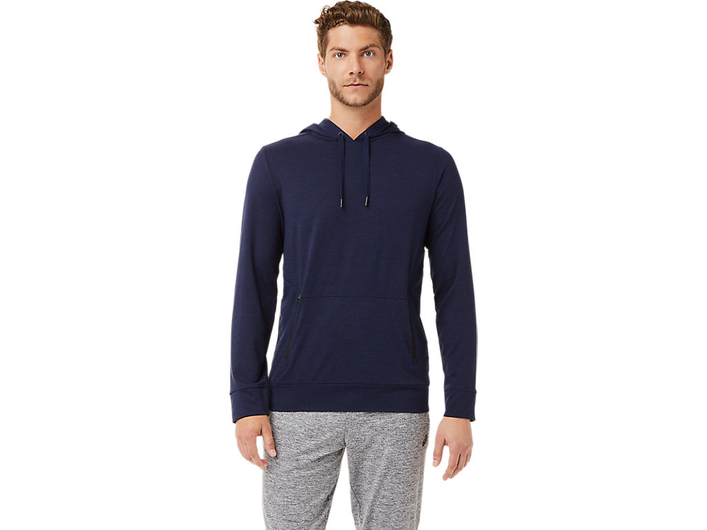 Men's Asics Tech Pullover Hoodie Navy | 6237-HDFVJ