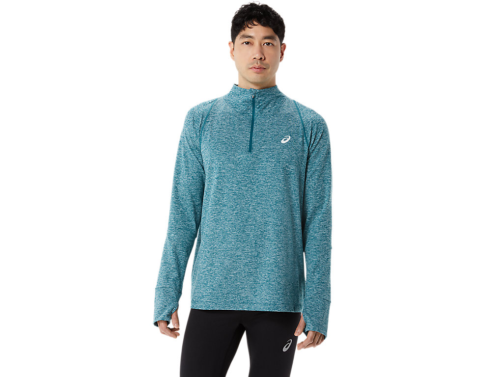 Men's Asics Thermopolis Quarter Zip T Shirts Blue | 5962-BSDIT