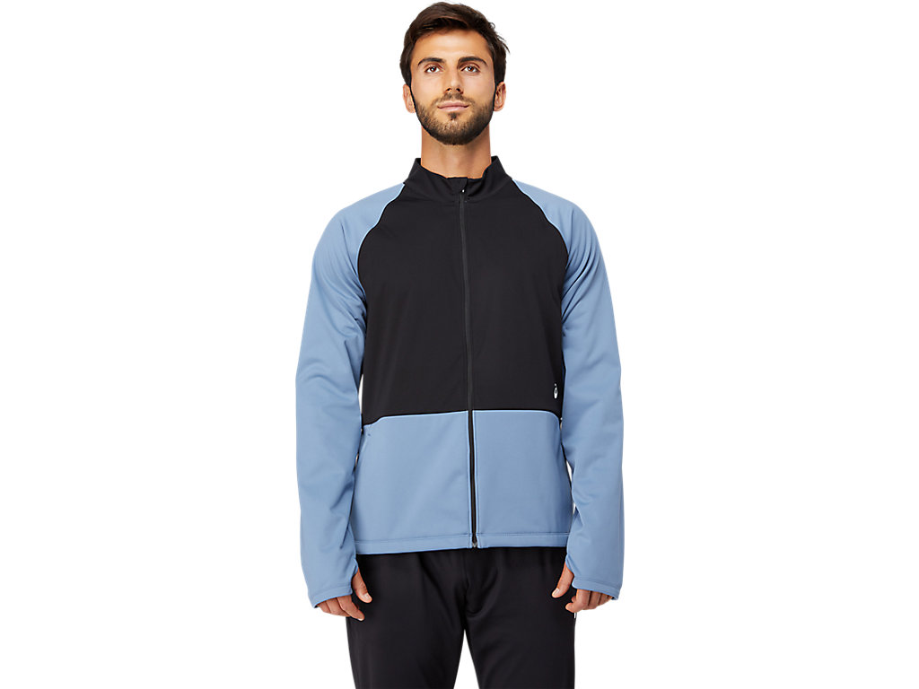 Men's Asics Thermostorm Full Zip Jackets Blue / Black | 6943-DAJFG