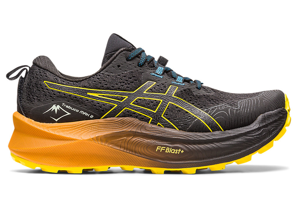 Men's Asics Trabuco Max 2 Trail Running Shoes Black / Yellow | 3469-PJWTF