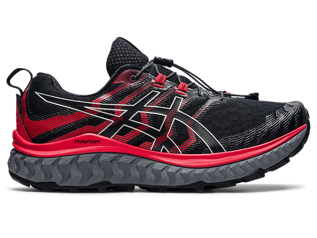 Men's Asics Trabuco Max Trail Running Shoes Black / Red | 6487-ZNUIX