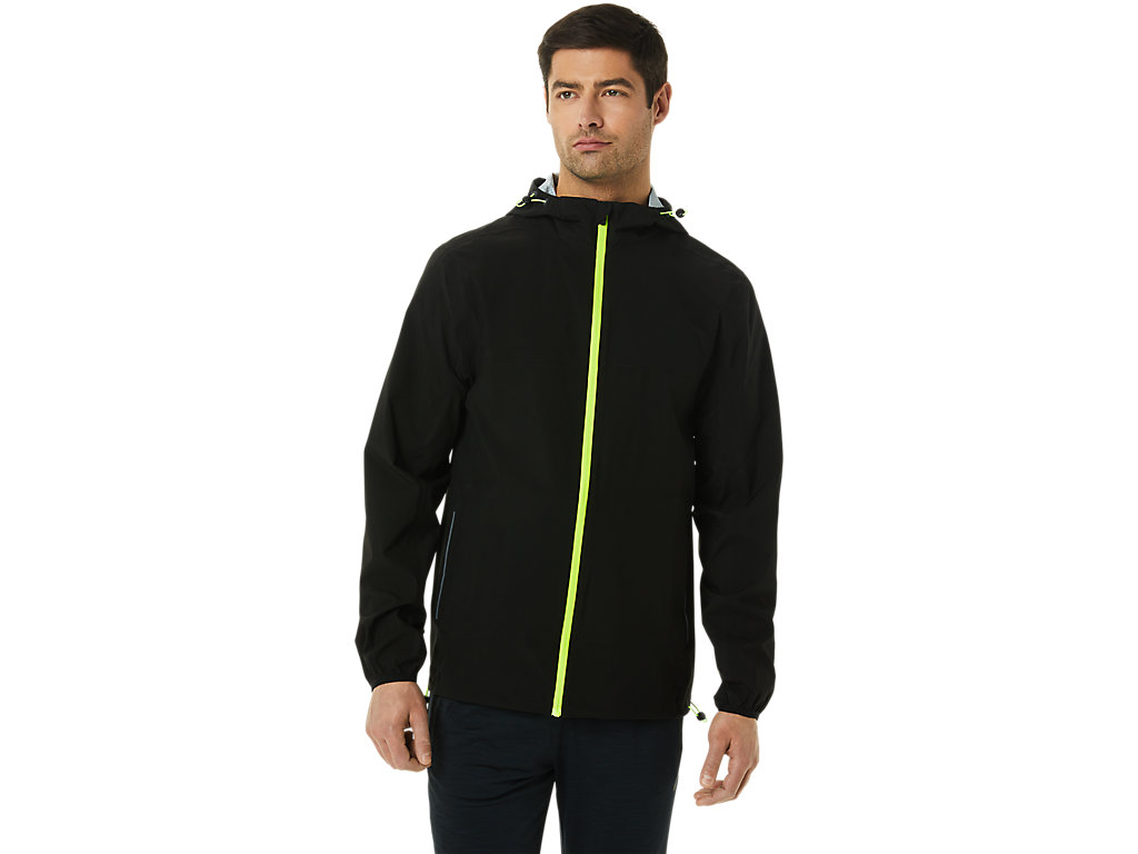 Men's Asics Waterproof Jackets Black / Green | 8709-JOTQI