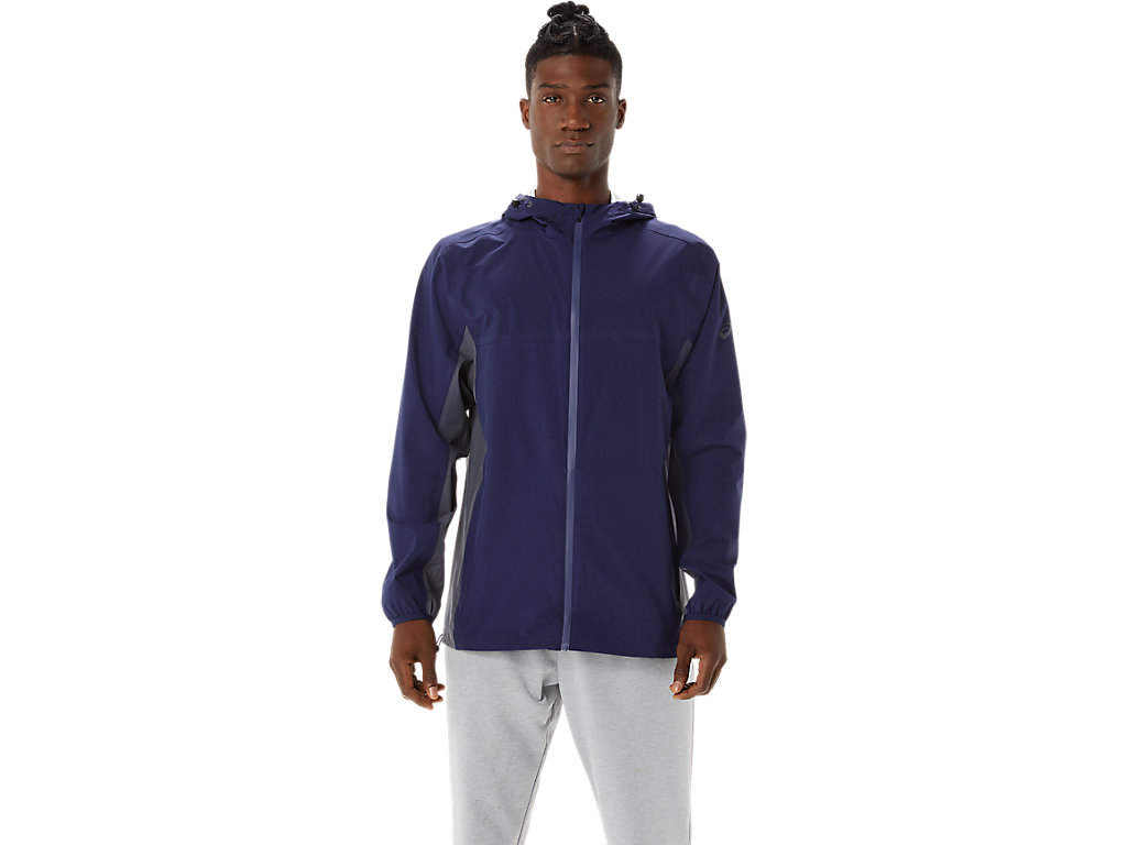 Men's Asics Waterproof Jackets Navy / Grey | 3952-GJBWA