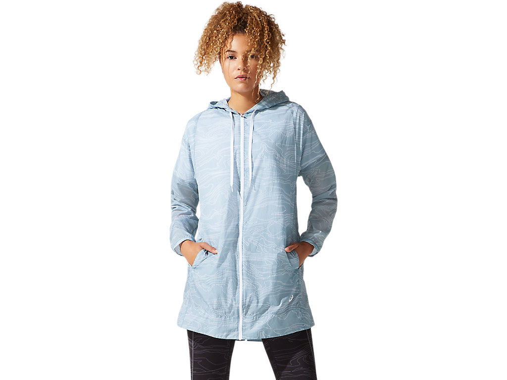 Women's Asics Airy Woven Long Jackets Blue | 2581-QERSO