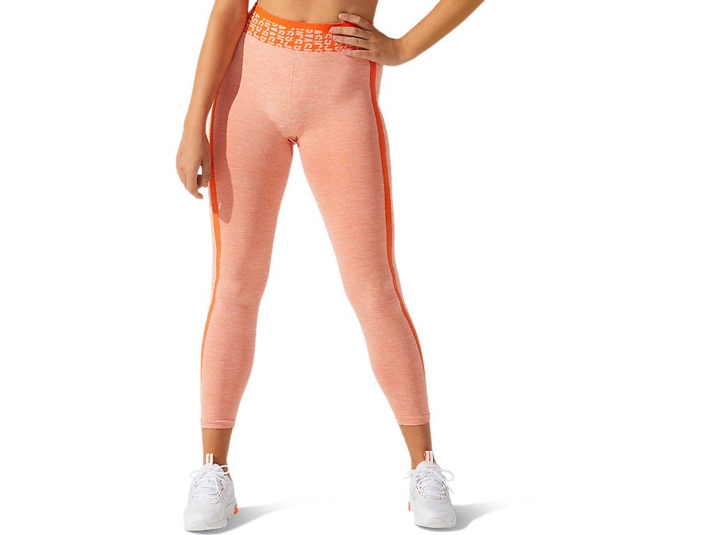 Women's Asics Cropped Logo Seamless Leggings Orange | 5810-EHCWN