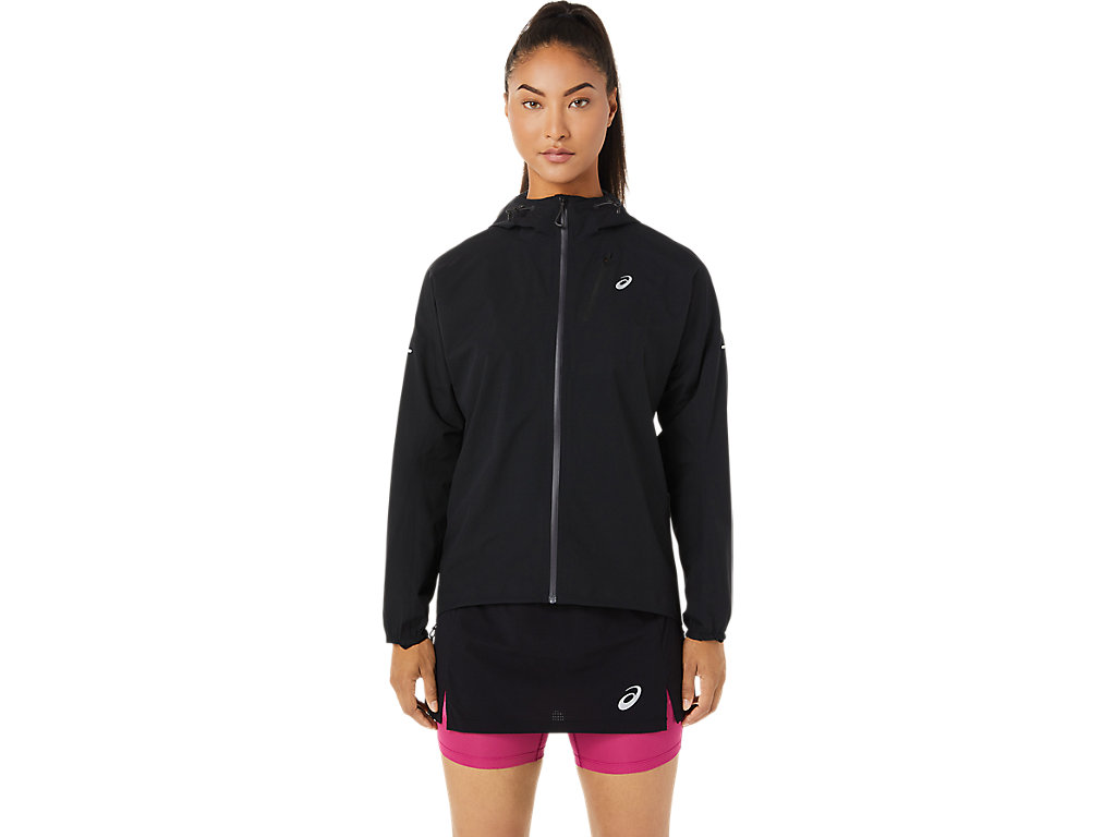 Women's Asics Fujitrail Waterproof Jackets Black | 0257-KCOSQ