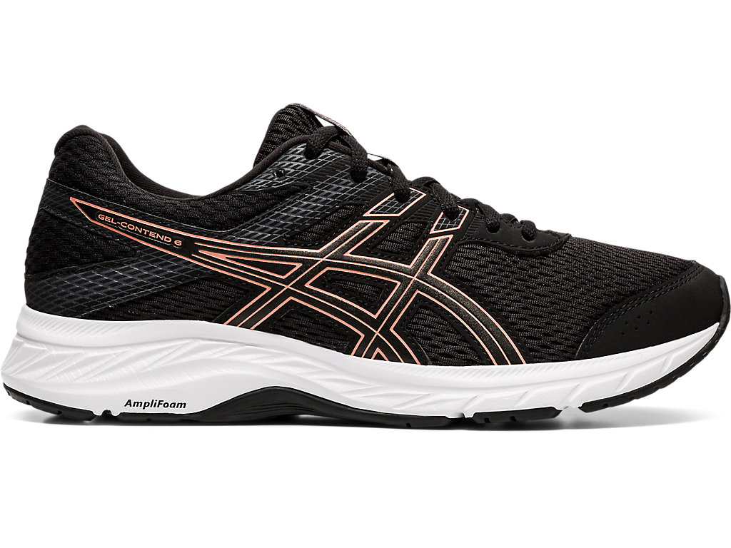 Women's Asics Gel-Contend 6 Walking Shoes Black / Rose Gold | 8672-ERIFO