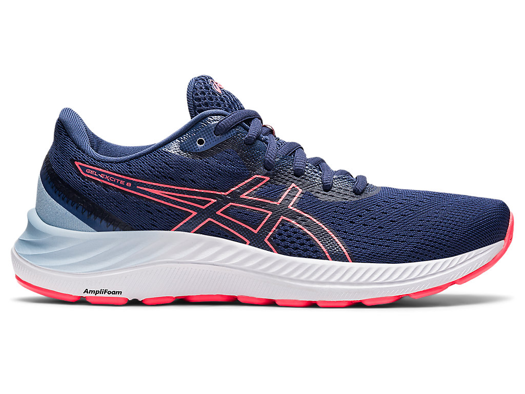 Women's Asics Gel-Excite 8 (D) Walking Shoes Blue / Coral | 4610-OLKVC