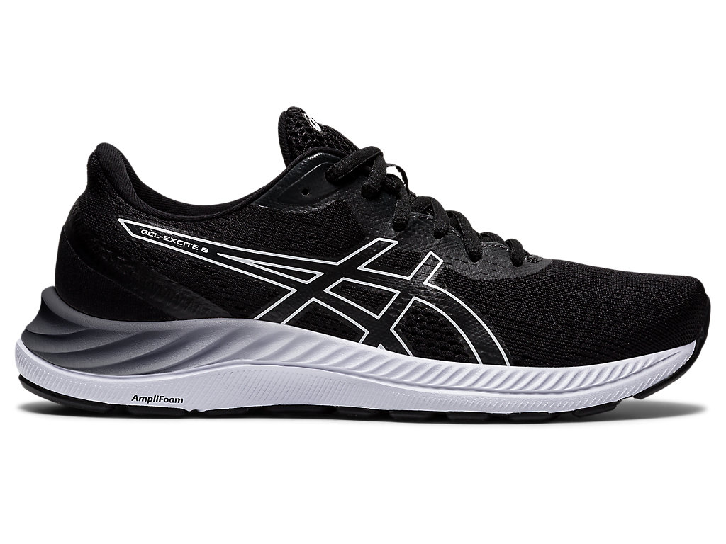 Women's Asics Gel-Excite 8 (D) Walking Shoes Black / White | 6450-JUFYO