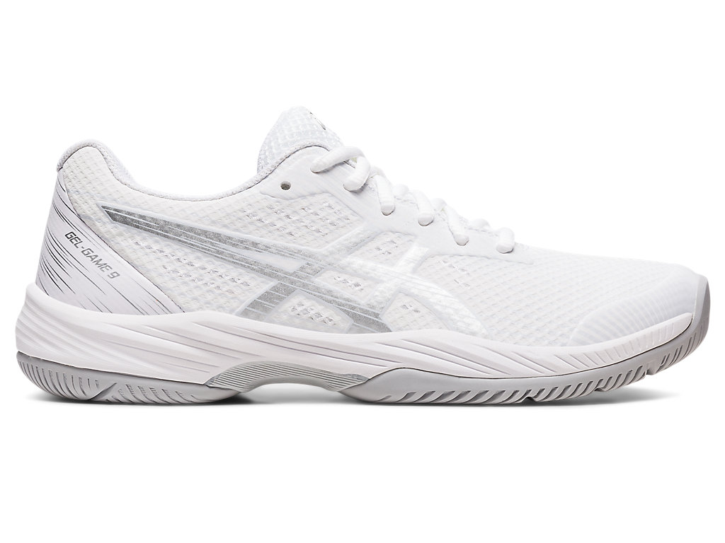 Women's Asics Gel-Game 9 Tennis Shoes White / Silver | 9350-FAUYO