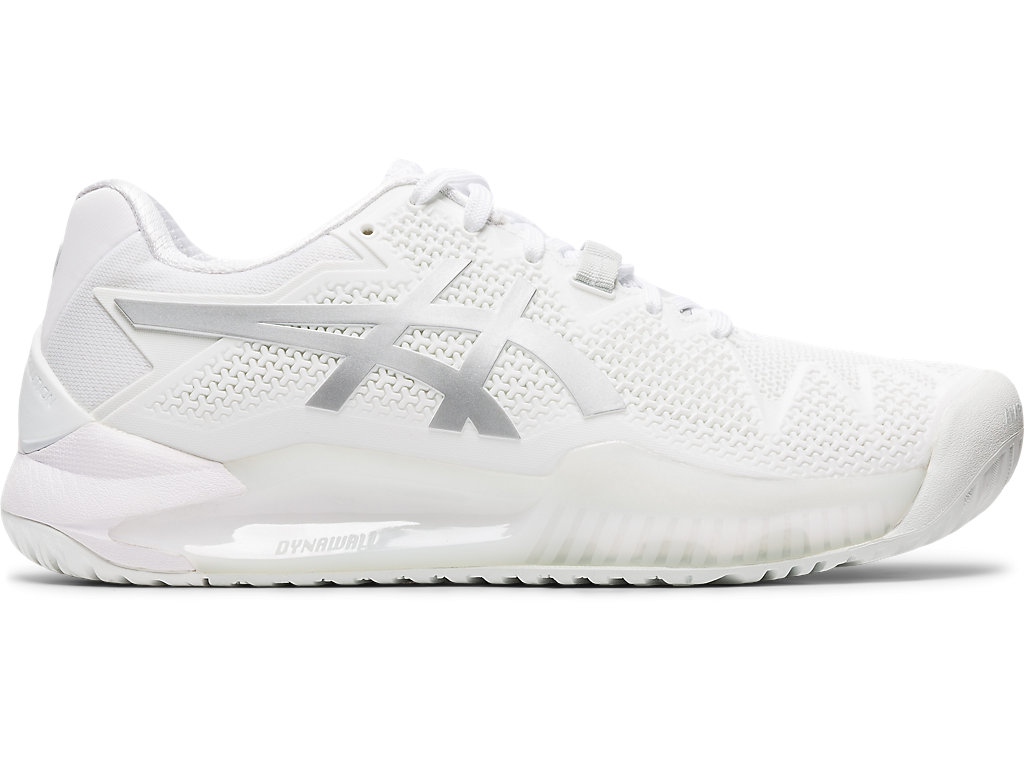 Women's Asics Gel-Resolution 8 Tennis Shoes White / Silver | 9236-JWXDI