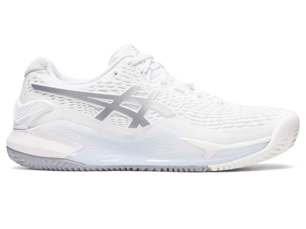 Women's Asics Gel-Resolution 9 Clay Tennis Shoes White / Silver | 6137-TKDNZ