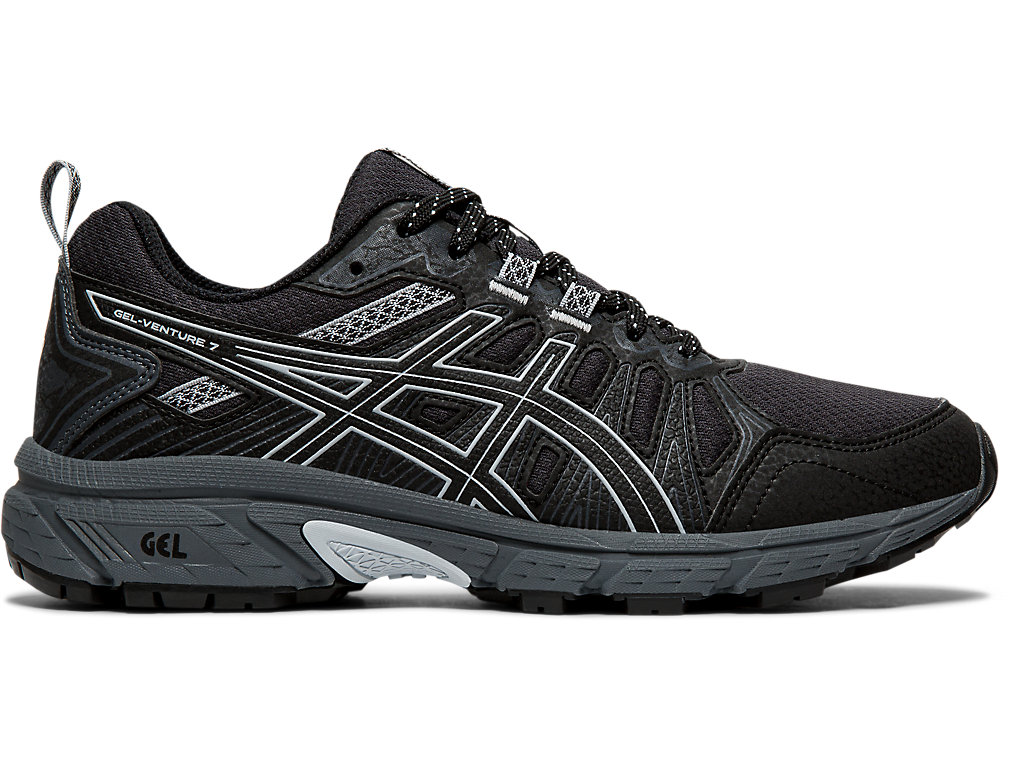 Women's Asics Gel-Venture 7 (D) Trail Running Shoes Black / Grey | 6528-RATVB