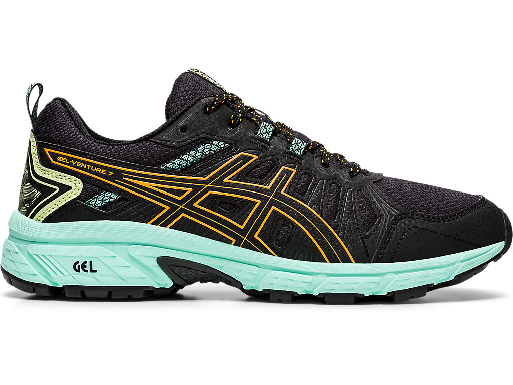 Women's Asics Gel-Venture 7 (D) Trail Running Shoes Black / Orange | 6785-UBXGP