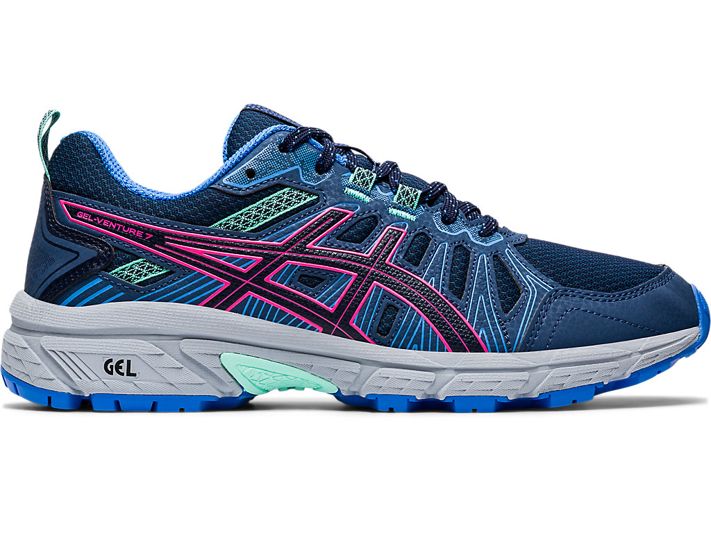 Women's Asics Gel-Venture 7 Trail Running Shoes Navy / Pink | 0428-DFNTK