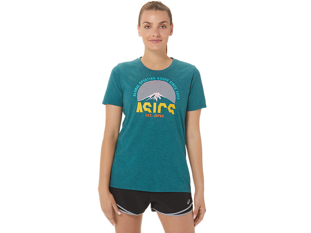 Women's Asics Gsg Since 1977 Adventure Crew T Shirts Deep Green | 4321-YKIMZ