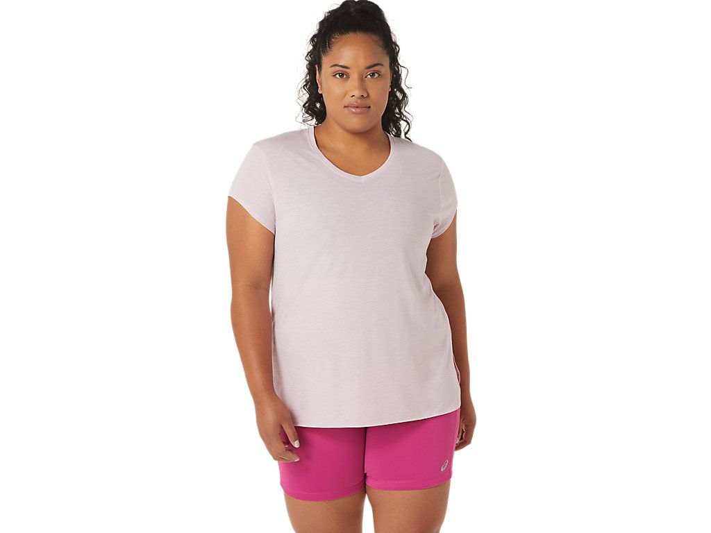 Women's Asics Heather Vneck T Shirts Rose | 6483-BJZIC