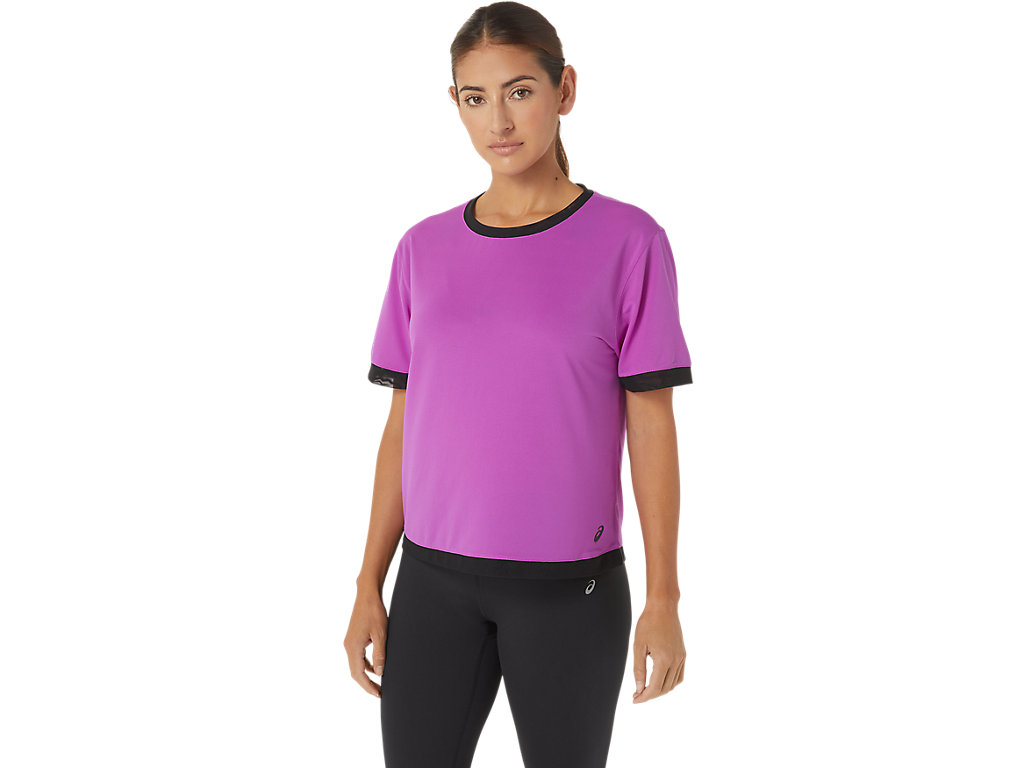 Women's Asics Kate Mesh Sleeve T Shirts Purple | 6015-ZUEKN