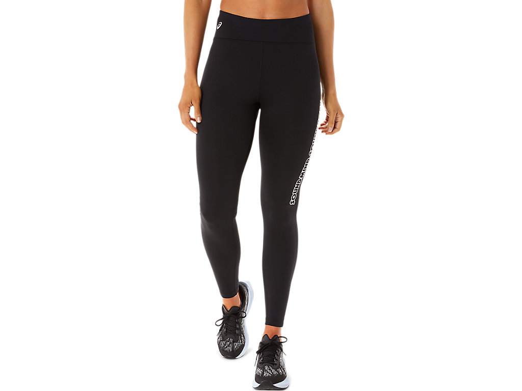 Women's Asics Logo Graphic Leggings Black / Grey | 1809-ZLROB