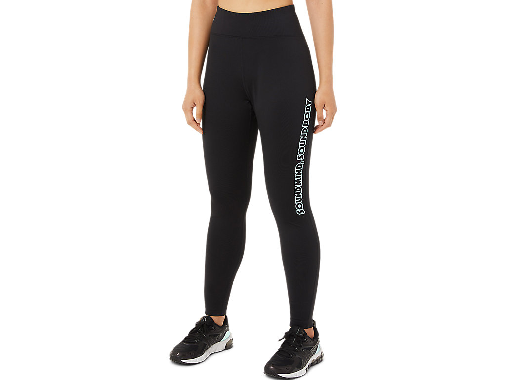 Women's Asics Logo Graphic Leggings Black | 2613-SUYZL