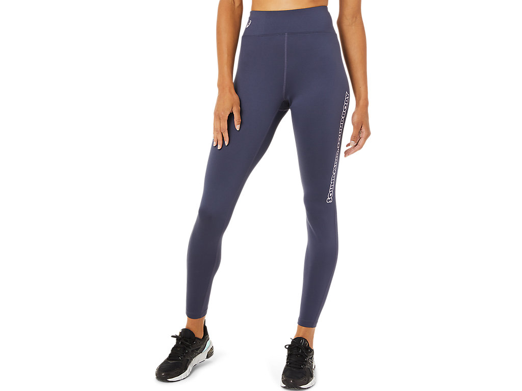 Women's Asics Logo Graphic Leggings Indigo | 5830-DYNAU