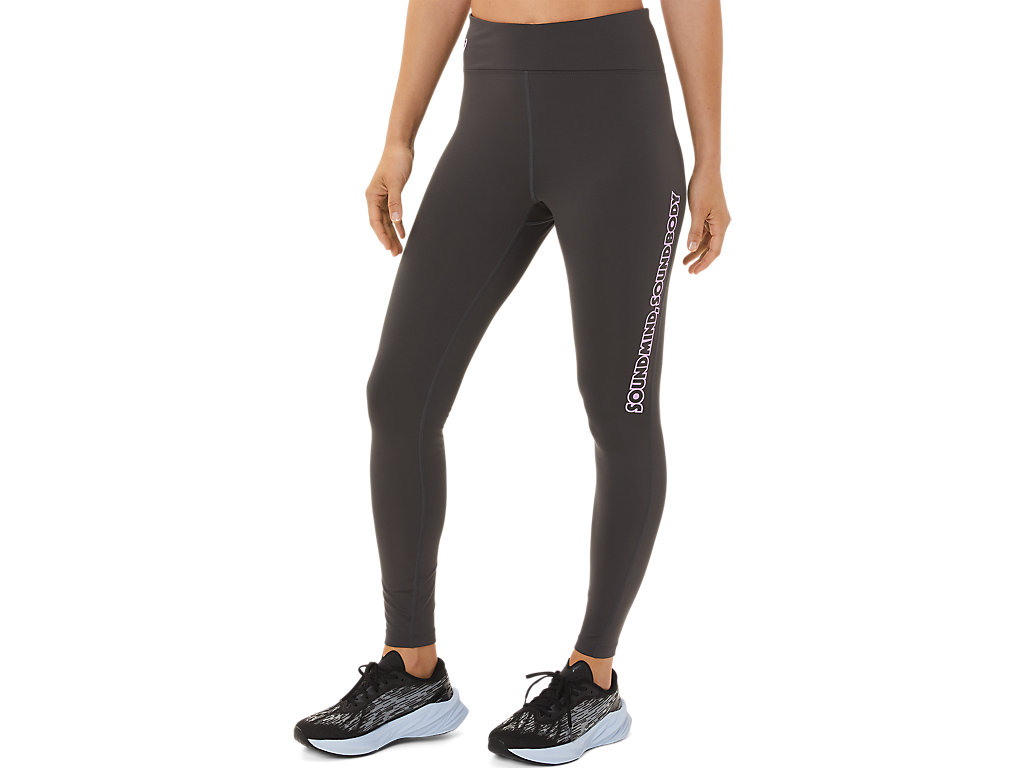 Women's Asics Logo Graphic Leggings Obsidian Grey | 7254-DPFYB