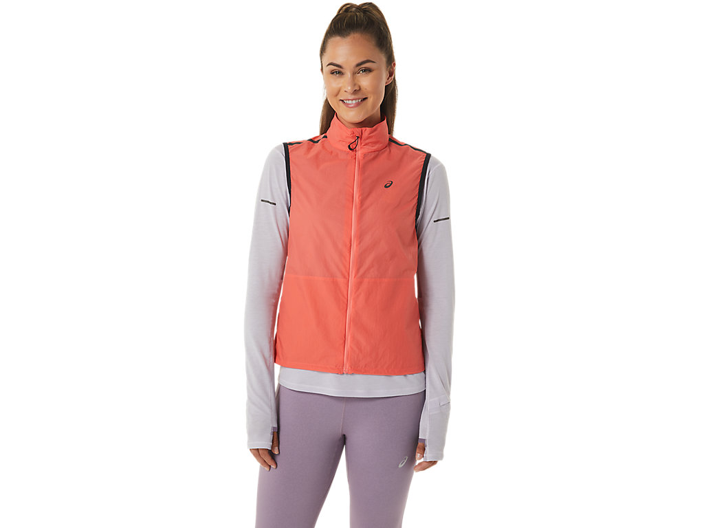 Women's Asics Metarun Packable Vest Jackets Rose | 3564-QXKDU