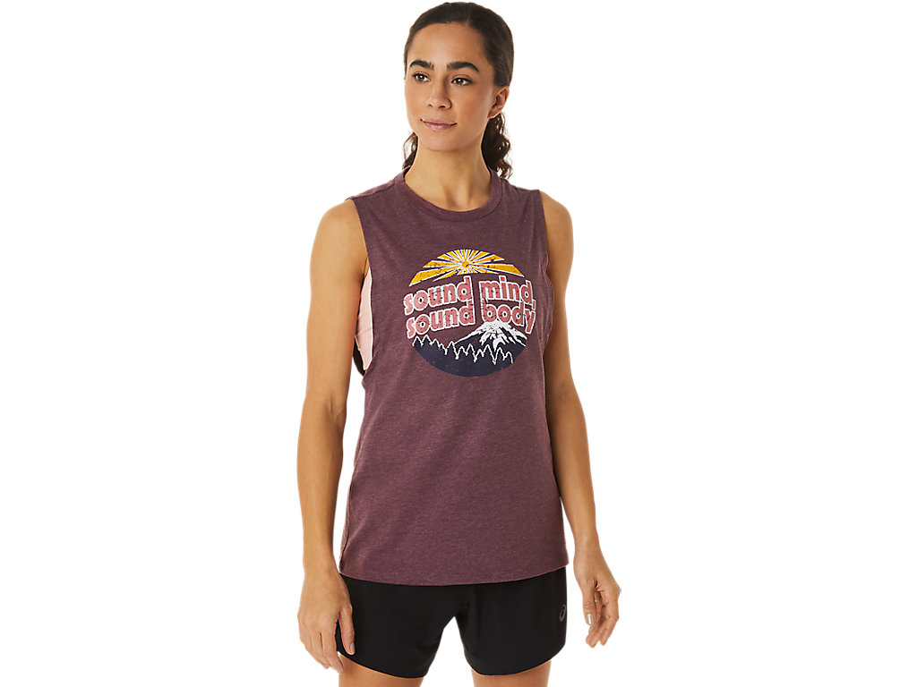 Women's Asics Mountain Muscle Tank T Shirts Burgundy | 1508-ZXWKD