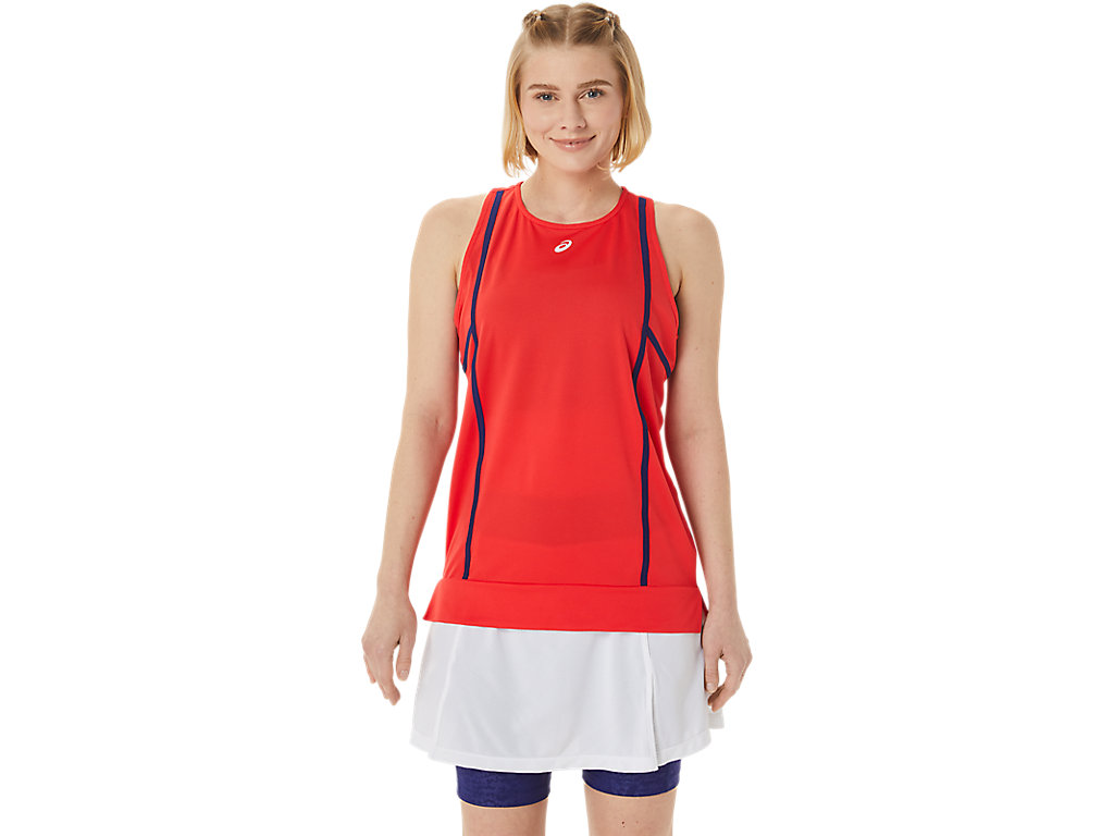 Women's Asics New Strong 92 Tank T Shirts Red / Blue | 3901-BDGZX