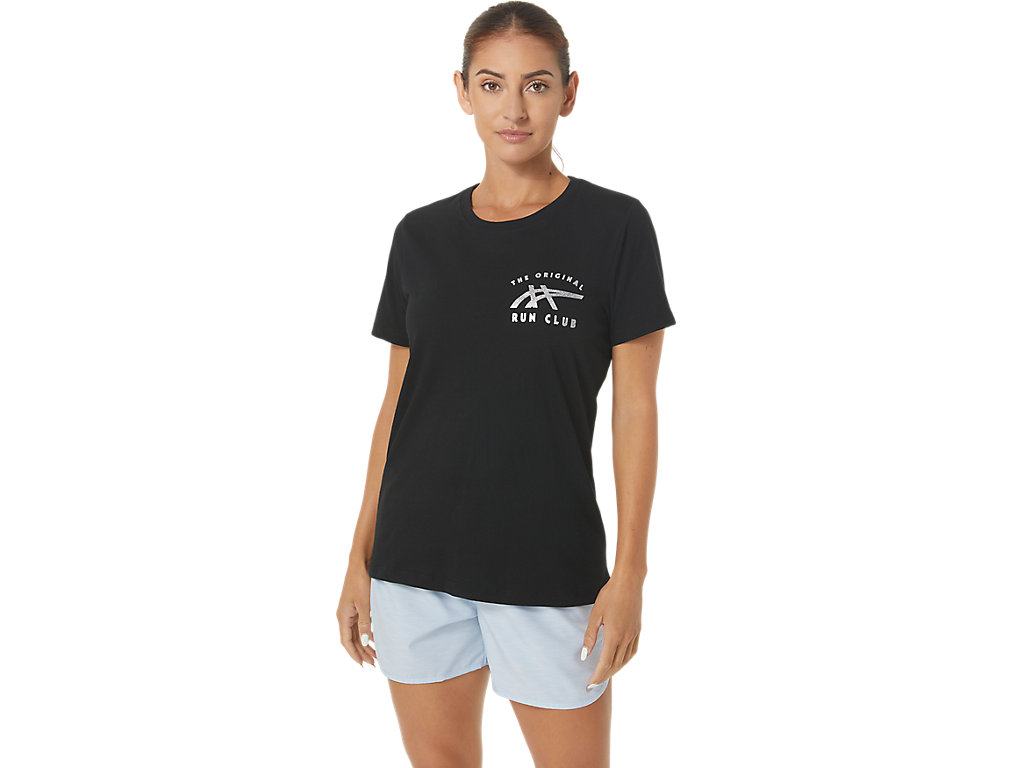 Women's Asics Orc Luminous Small Logo Ss Crew T Shirts Black | 1905-EIHPB