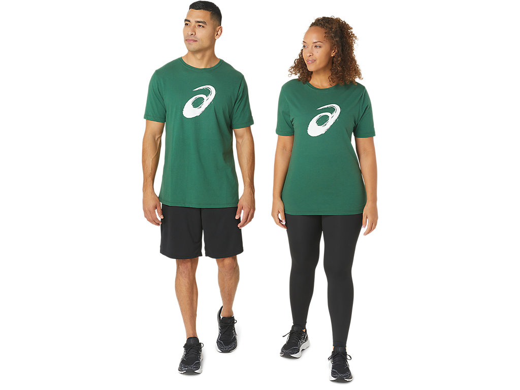 Women's Asics Paintbrush Sleeve Tee T Shirts Green | 1305-LQBJU