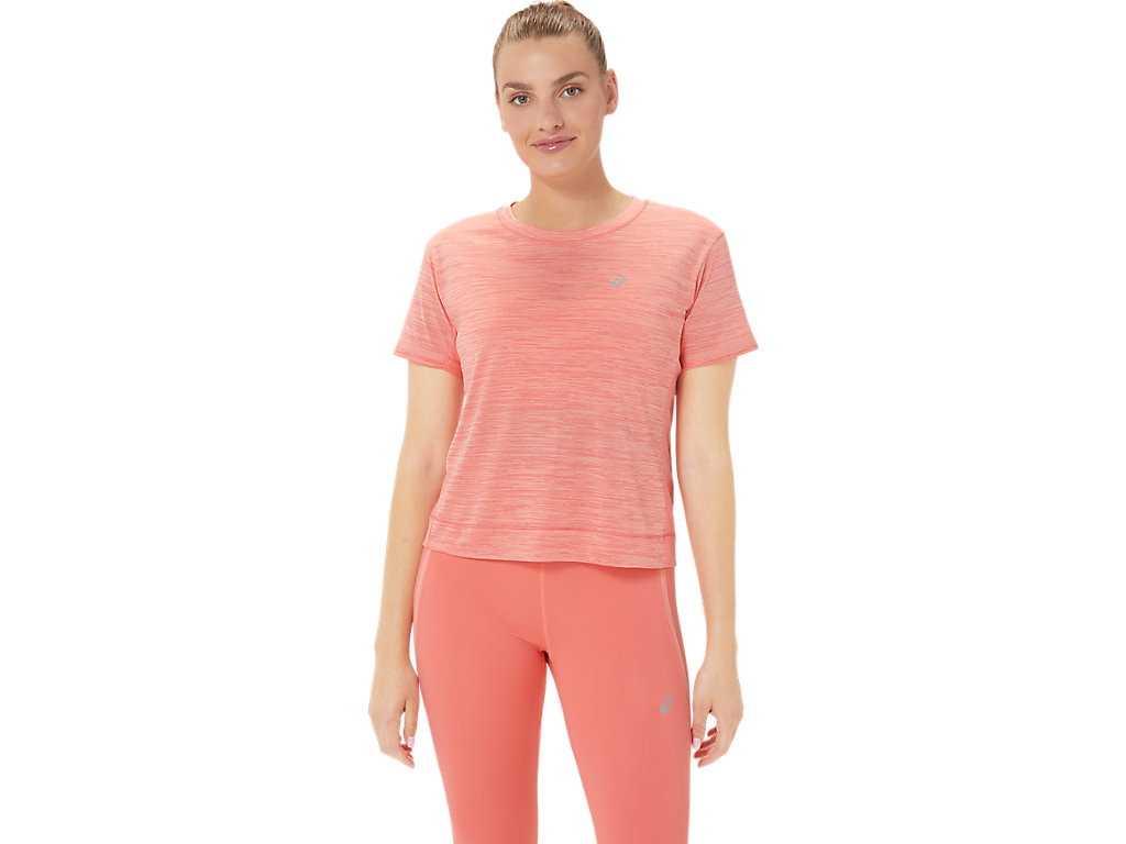 Women's Asics Race Crop T Shirts Pink | 1240-FGVMJ