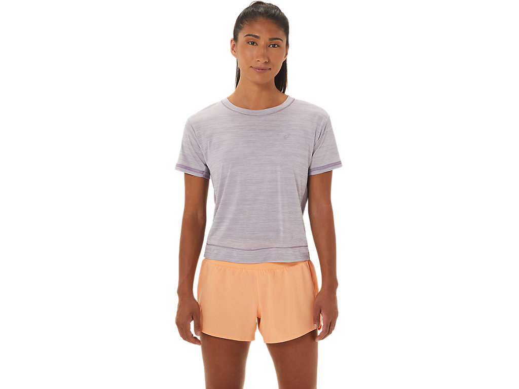 Women's Asics Race Crop T Shirts Purple / Purple | 7098-IOJHQ