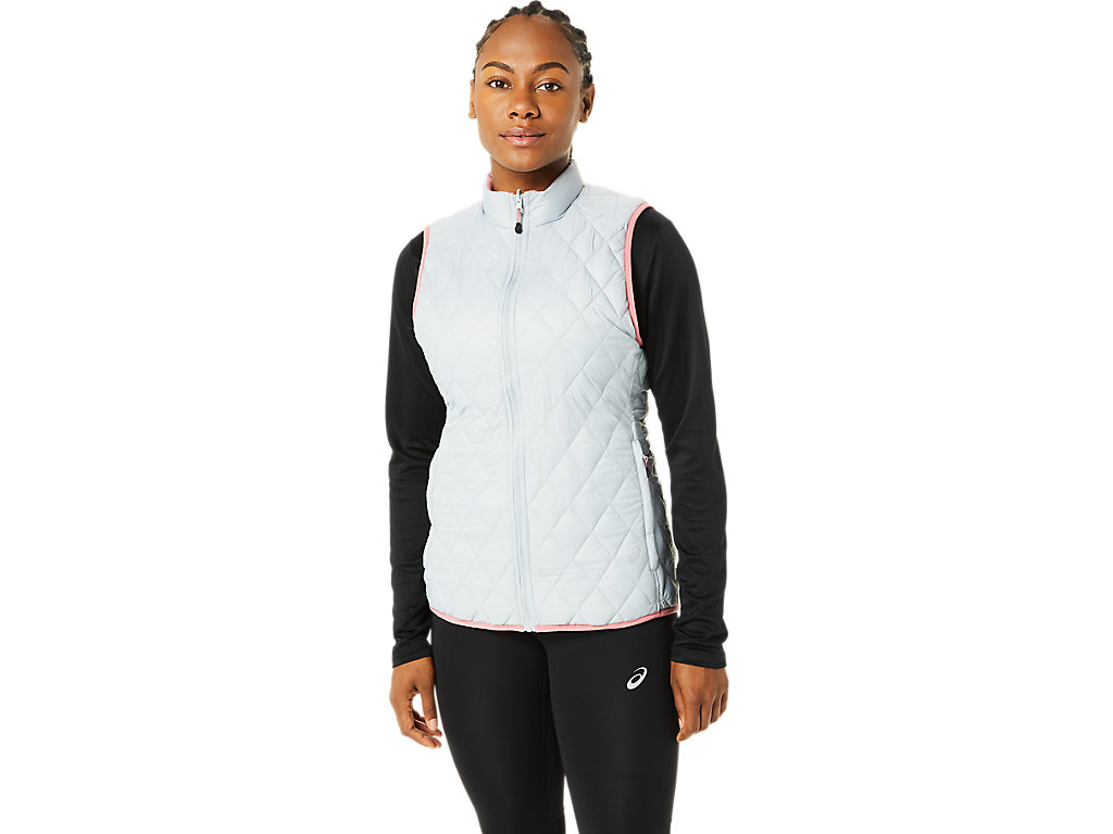 Women's Asics Reverse Insulated Vest Jackets Grey / Rose | 7135-CRUAE