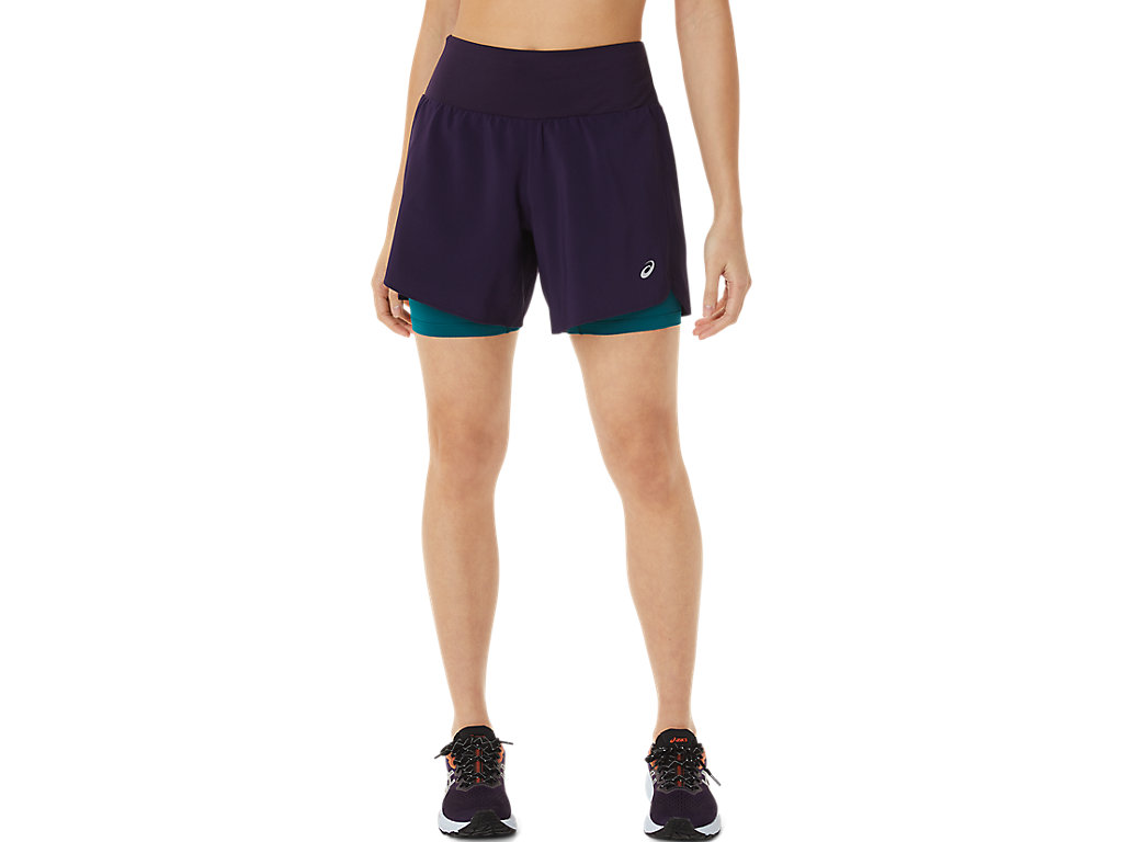 Women's Asics Road 2-N-1 5.5in Pants Deep Green | 4560-NSXBH