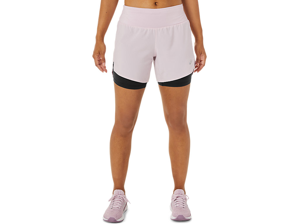 Women's Asics Road 2-N-1 5.5in Pants Rose / Black | 3259-JOLKP