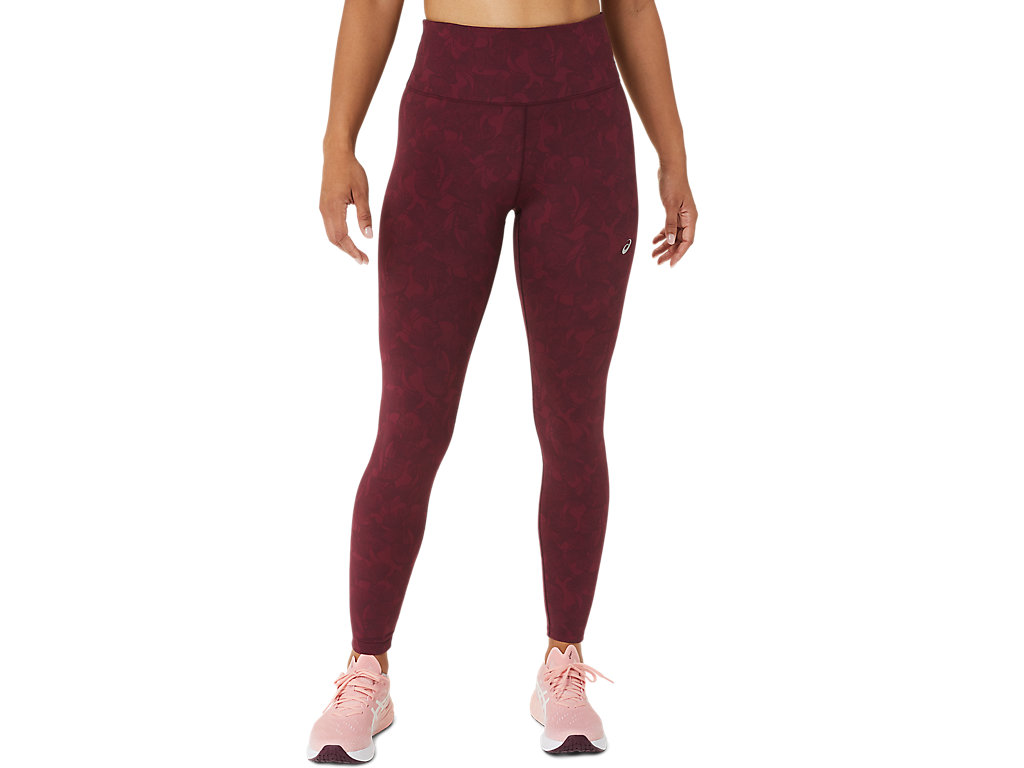 Women's Asics Runkoyo Jacquard Leggings Burgundy | 2861-QGNWC