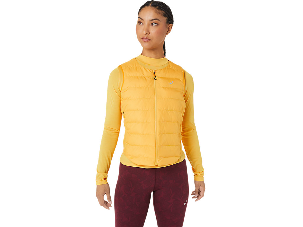 Women's Asics Runkoyo Padded Vest Jackets Yellow | 3807-YQAUK