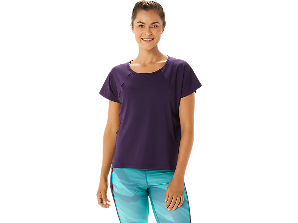 Women's Asics Side Slit Sleeve T Shirts Purple | 5698-OSAHY