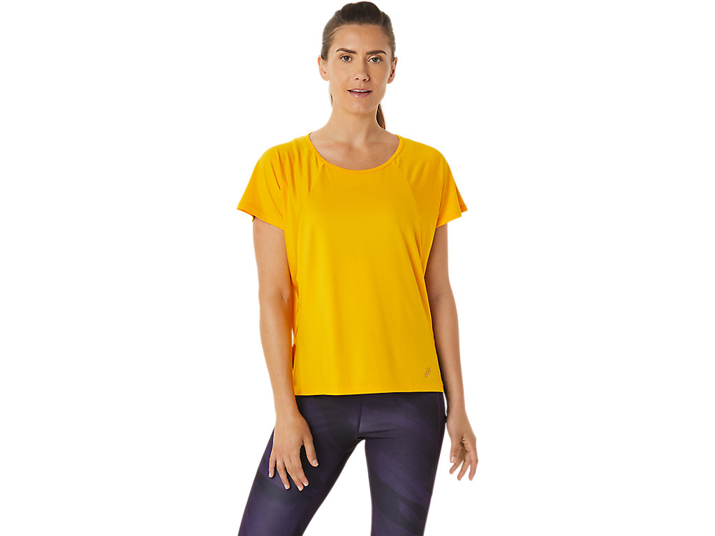 Women's Asics Side Slit Sleeve T Shirts Yellow | 9307-MIHTD