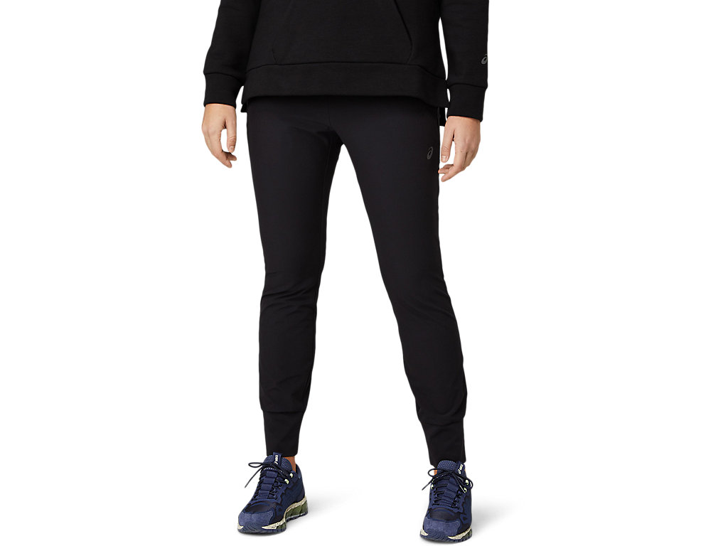 Women's Asics Stretch Tapered Pants Black | 3642-BQINV