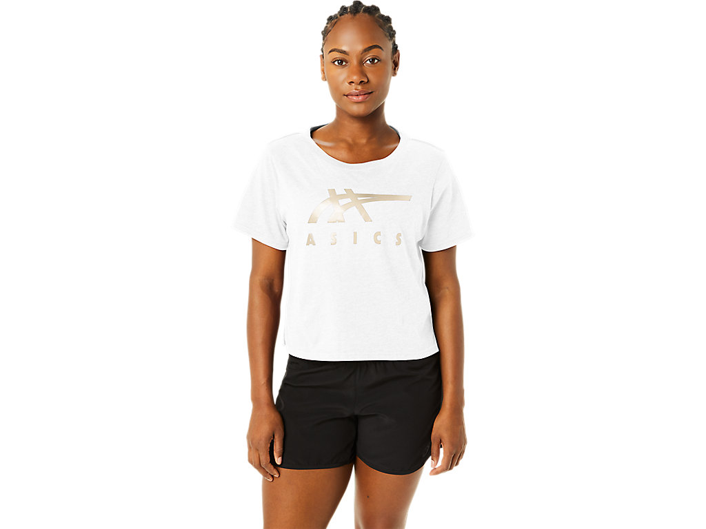 Women's Asics Stripes Sleeve Boxy Tee T Shirts White | 3129-LBKZU