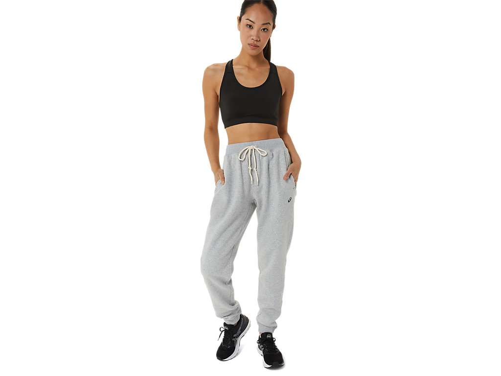 Women's Asics Sunday Sana Fleece Jogger Pants Light Grey | 5647-LCQUI