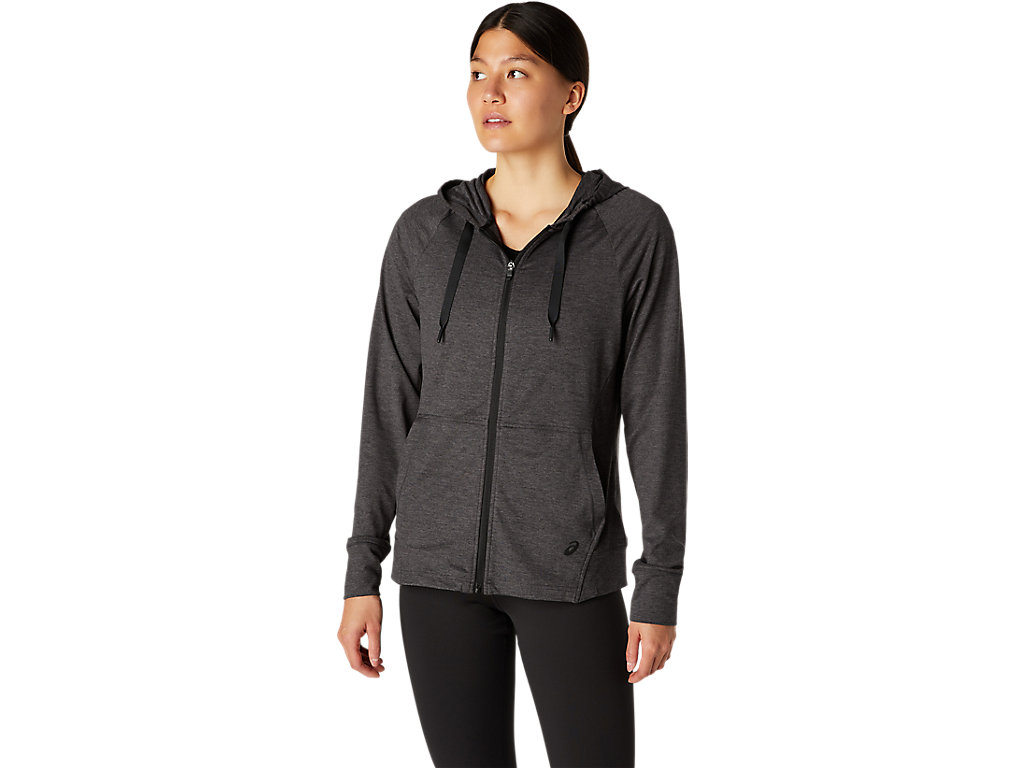 Women's Asics Tech Full Zip Hoodie Dark Grey | 0746-PBVGC