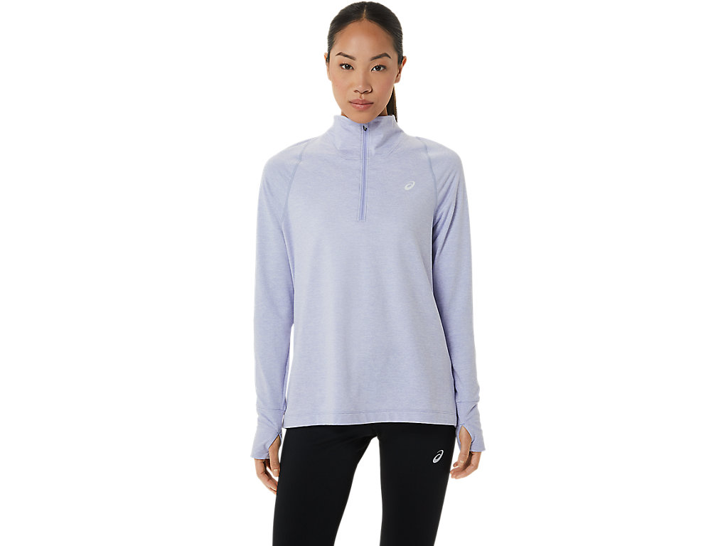 Women's Asics Thermopolis Half Zip T Shirts Grey | 0569-ZPTJE