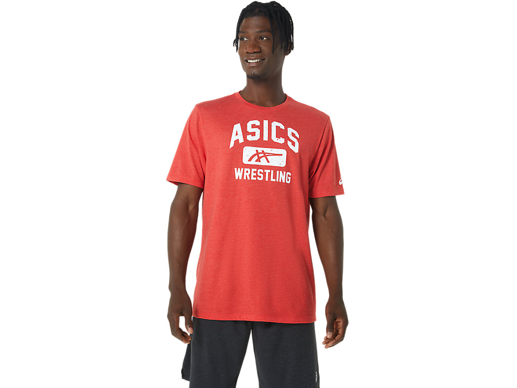 Women's Asics Unisex Wrestling Graphic Tee T Shirts Red | 0423-ZVGWK