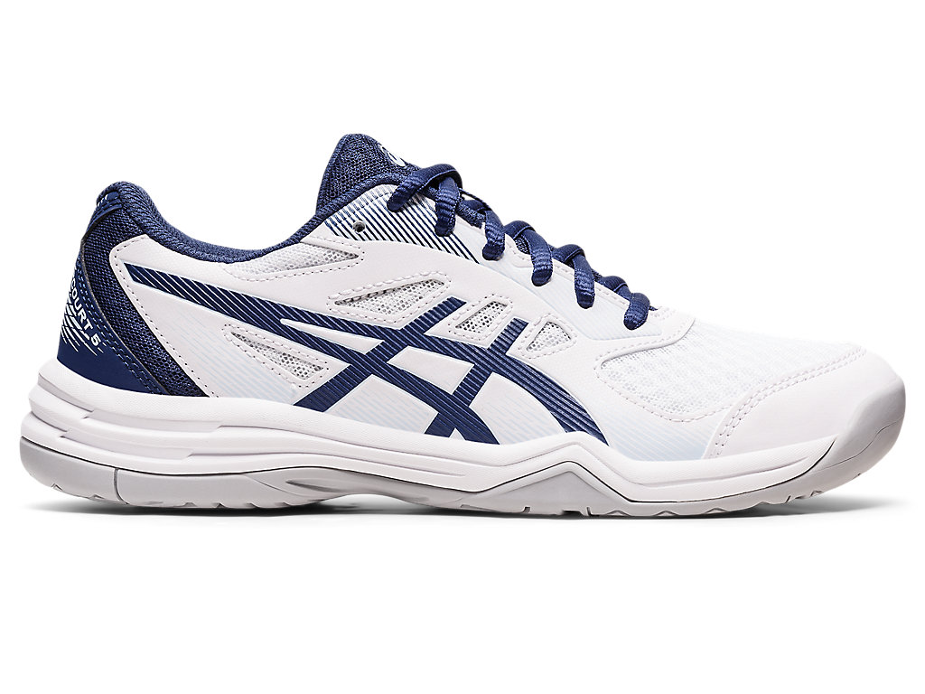 Women's Asics Upcourt 5 Volleyball Shoes White / Deep | 8643-NXZMI